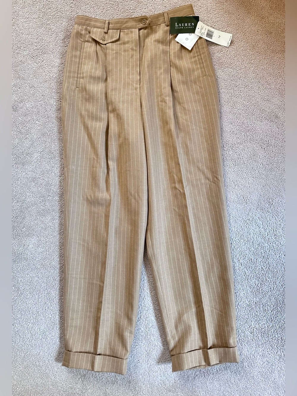 vintage Lauren Ralph Lauren Pinstripe Trousers 100%  Worsted Wool Size 12 NEW
